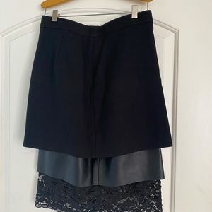 ZARA Leather and Lace Midi Skirt